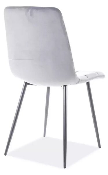 Scaun tapitat MILA, gri, stofa catifelata/metal, 47x45x87