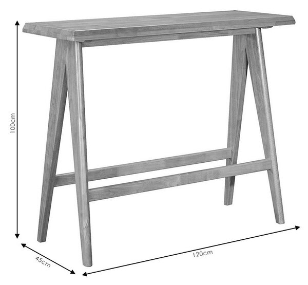 Masa de bar Winslow din lemn de arbore de cauciuc, culoarea nuc 120x45x100cm