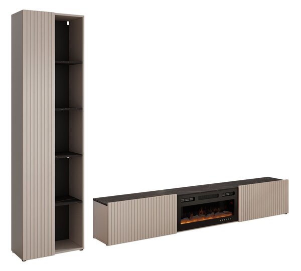 Set de living Comfivo Gaudos, Marmură neagră, Cașmir, MDF, PAL laminat, 79 kg