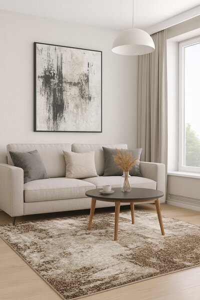 Covor Sufragerie Dormitor, Model Cappuccino 16115 12, Bej 60x110