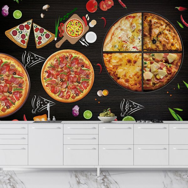 Fototapet O pizza pe o masă, Fototapet mâncare și băutură, Fototapet populare, u97436 - Tapeko.ro