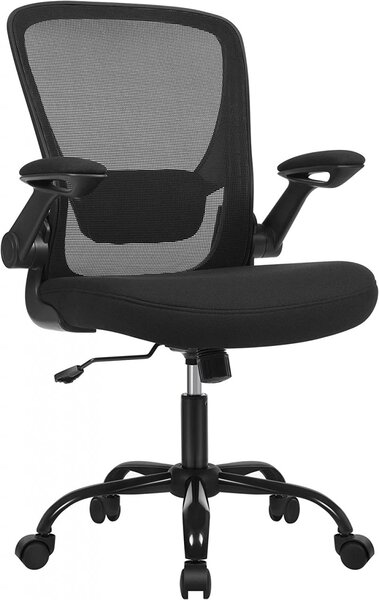Scaun de birou, Songmics, Negru, 66x60x(99-107) cm
