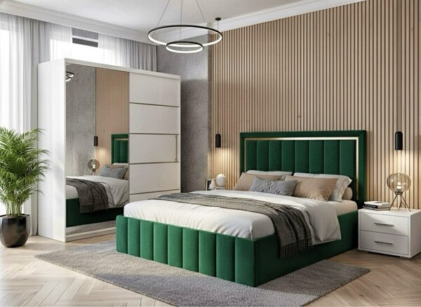 Set dormitor Atena Verde cu dulap alb