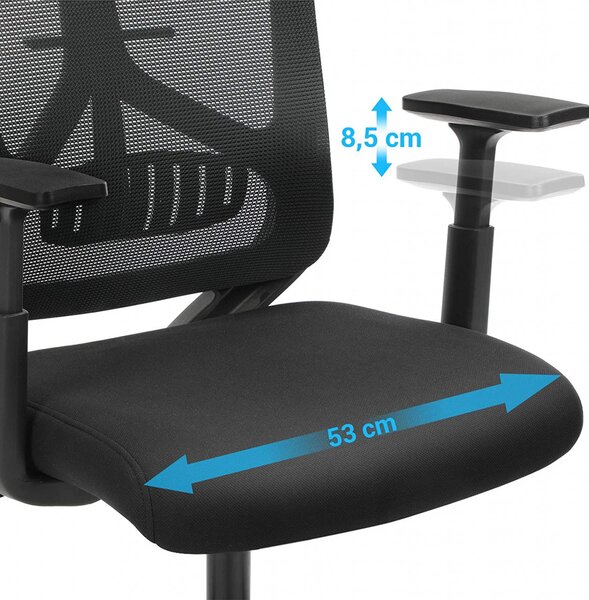 Scaun de birou, Songmics, Negru-Gri, 68x65x(118.5-128) cm