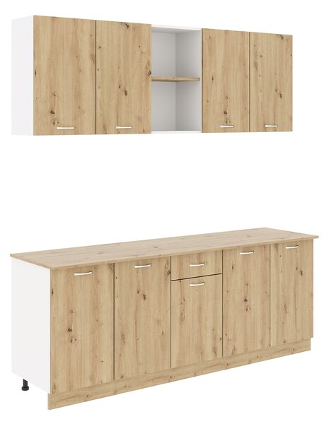 Set haaus Nisa, Stejar Artisan/Alb, L 200 cm