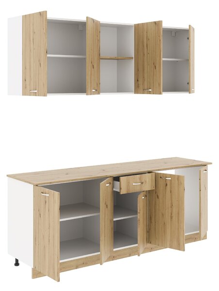 Set haaus Nisa, Stejar Artisan/Alb, L 200 cm