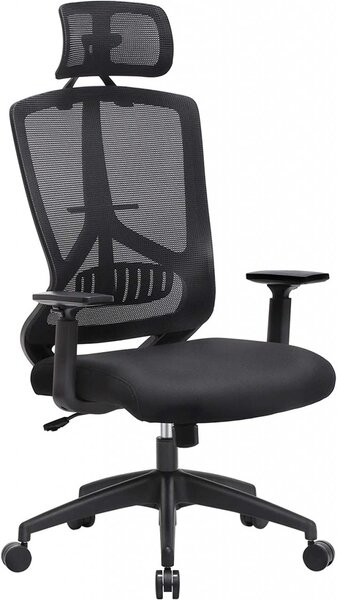 Scaun de birou, Songmics, Negru-Gri, 68x65x(118.5-128) cm