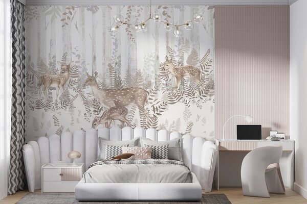 Fototapet Un grup de cerbi într-o pădure, Fototapet copii, Fototapet populare, u97529 - Tapeko.ro