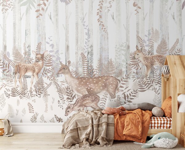 Fototapet Un grup de cerbi într-o pădure, Fototapet copii, Fototapet populare, u97529 - Tapeko.ro