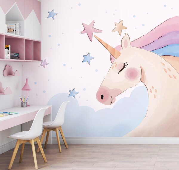 Fototapet Un unicorn cu stele și nori, Fototapet copii, Fototapet populare, u97532 - Tapeko.ro