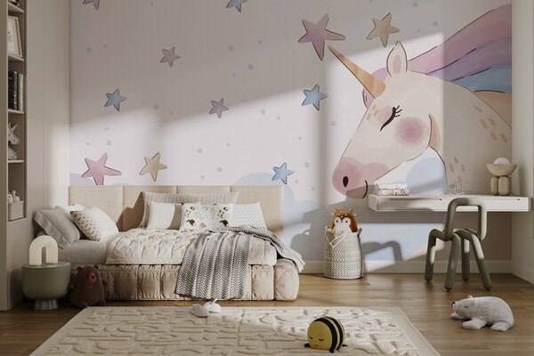 Fototapet Un unicorn cu stele și nori, Fototapet copii, Fototapet populare, u97532 - Tapeko.ro