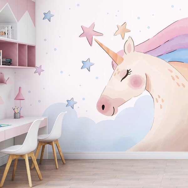 Fototapet Un unicorn cu stele și nori, Fototapet copii, Fototapet populare, u97532 - Tapeko.ro