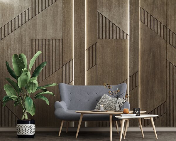Fototapet Design geometric elegant pe panouri de lemn, Fototapet textură lemn, Fototapet populare, u97555 - Tapeko.ro