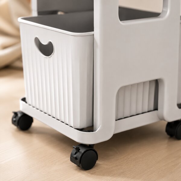 Dulap organizator de jucarii, din plastic, 3 sertare depozitare, model ursulet, JollyMag, PO26, 68x35x29 cm