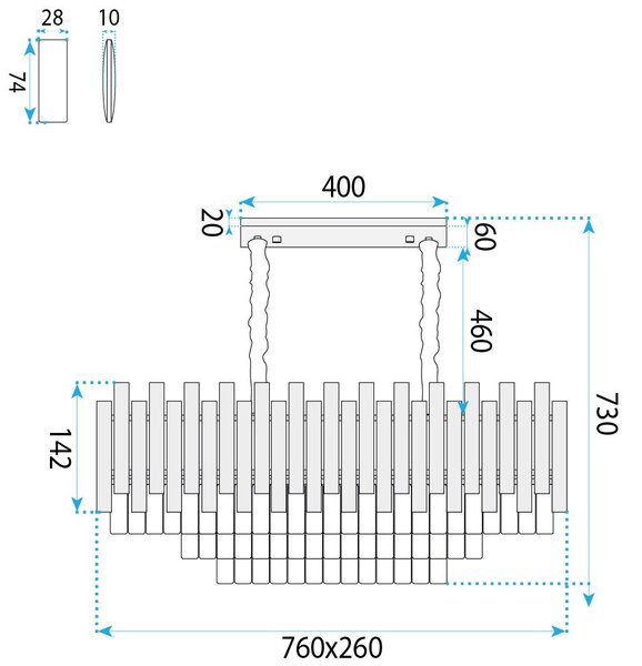 Lampă suspendată din cristal SWE105-CP GOLD