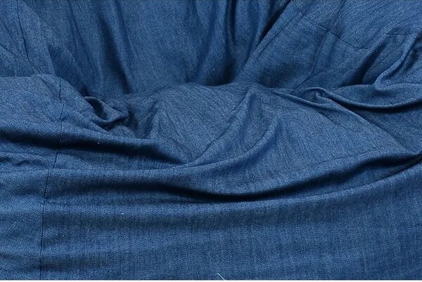 Set Fotoliu Matusalem cu Otoman (suport picioare) si Perna, Material Textil - Blue Denim