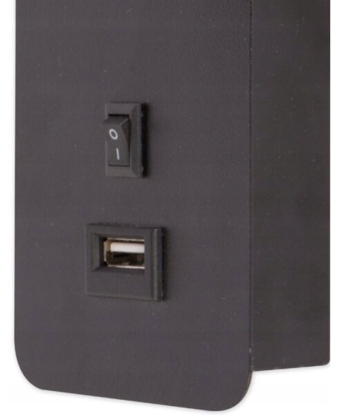 Spot de perete cu încărcător USB 1xGU10/35W/230V negru