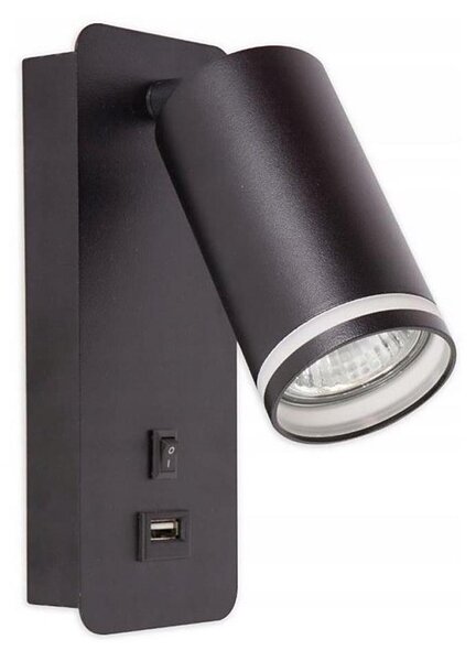 Spot de perete cu încărcător USB 1xGU10/35W/230V negru