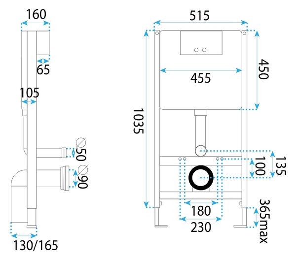 Cadru WC încastrat K011A-Q Rea cu buton J Satin