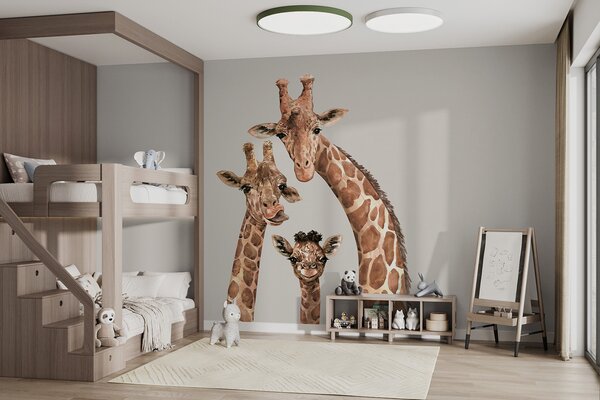 Fototapet Un grup de girafe cu capetele împreunate, Fototapet copii, Fototapet populare, u98525 - Tapeko.ro