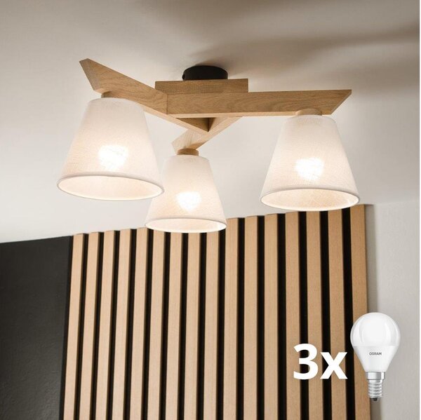 Lustră aplicată Brilagi ANTHONY 3xE14/40W/230V stejar/alb