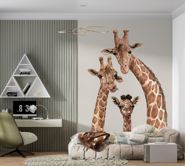 Fototapet Un grup de girafe cu capetele împreunate, Fototapet copii, Fototapet populare, u98525 - Tapeko.ro