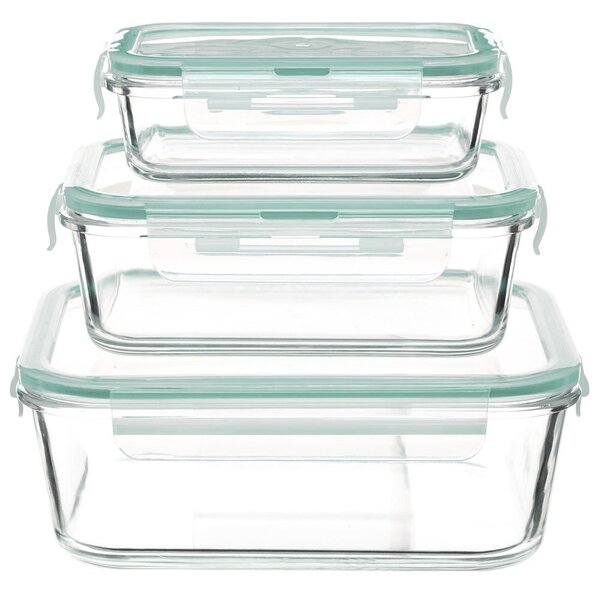 Set de recipiente din sticlă pentru alimente 530 ml, 800 ml, 1800 ml, transparent