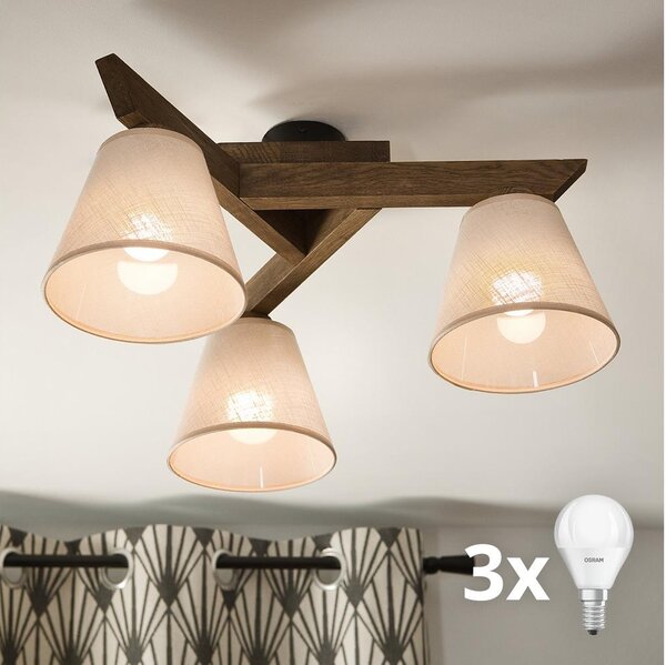 Brilagi - Lustră aplicată LED ANTHONY 3xE14/40W/230V stejar-nuc/bej