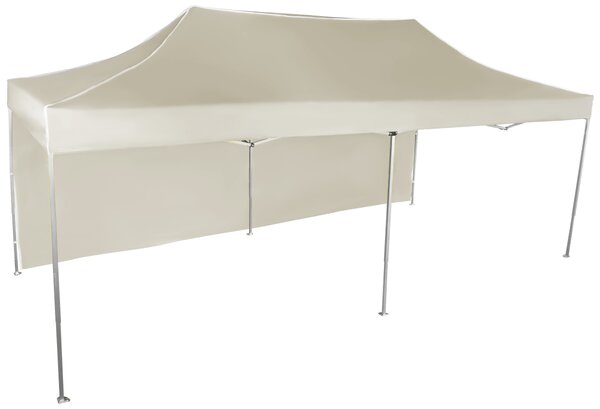 Pavilion de grădină 3x6m – din aluminiu, 1 perete lateral, Bej