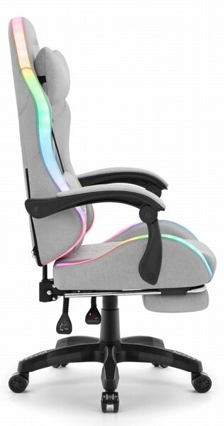 CABRO C501 scaun de gaming cu iluminare LED și suport pentru picioare, până la 150 kg, gri