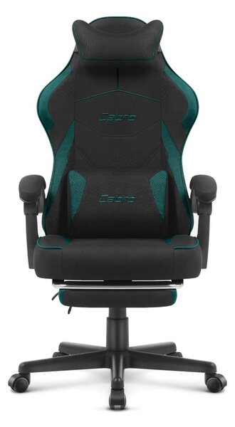CABRO C502 scaun de gaming din țesătură, cu suport pentru picioare, până la 150 kg, negru și verde