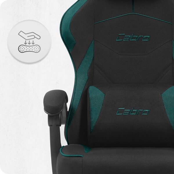 CABRO C502 scaun de gaming din țesătură, cu suport pentru picioare, până la 150 kg, negru și verde