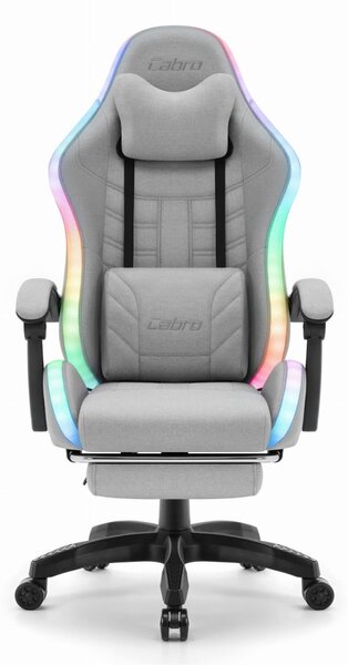 CABRO C501 scaun de gaming cu iluminare LED și suport pentru picioare, până la 150 kg, gri