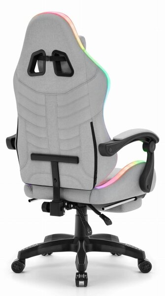 CABRO C501 scaun de gaming cu iluminare LED și suport pentru picioare, până la 150 kg, gri