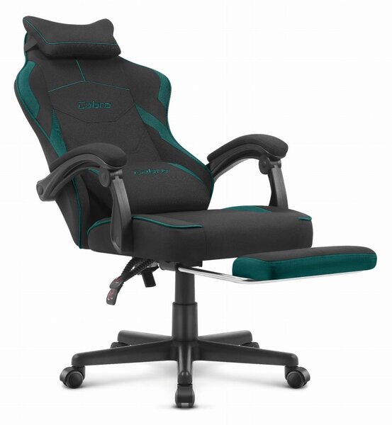 CABRO C502 scaun de gaming din țesătură, cu suport pentru picioare, până la 150 kg, negru și verde