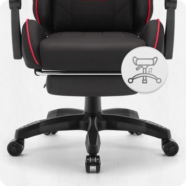 CABRO C501 scaun de gaming cu suport pentru picioare, până la 150 kg, negru și roșu
