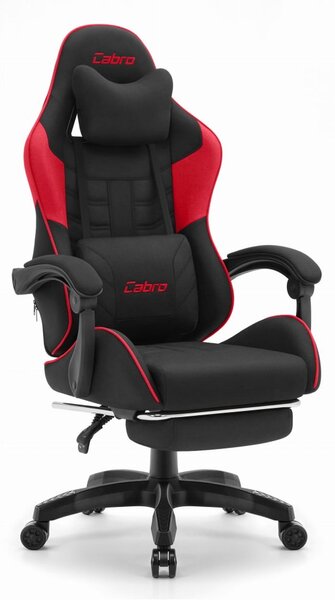CABRO C501 scaun de gaming cu suport pentru picioare, până la 150 kg, negru și roșu