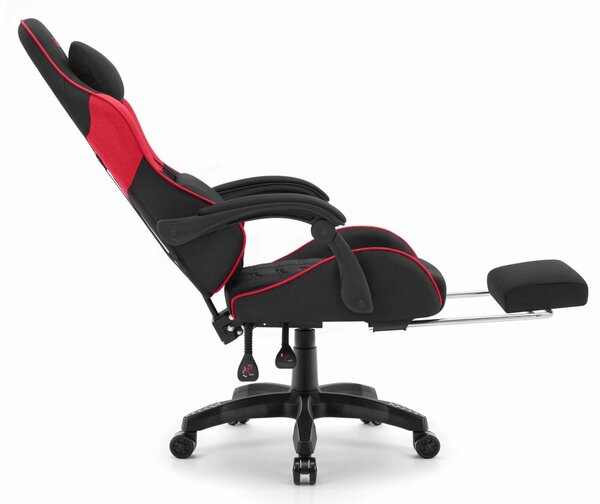 CABRO C501 scaun de gaming cu suport pentru picioare, până la 150 kg, negru și roșu