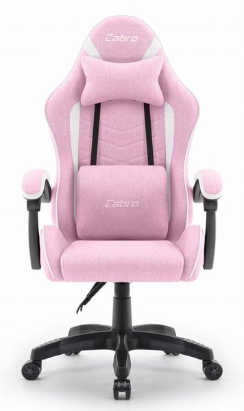 CABRO C500 Scaun pentru jocuri – din țesătură, cu spătar reglabil, până la 150 kg, roz + CADOU GRATUIT