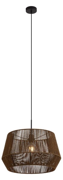 Hanglamp zwart met bruine papieren touw kap 50/50/30 - Combi 1