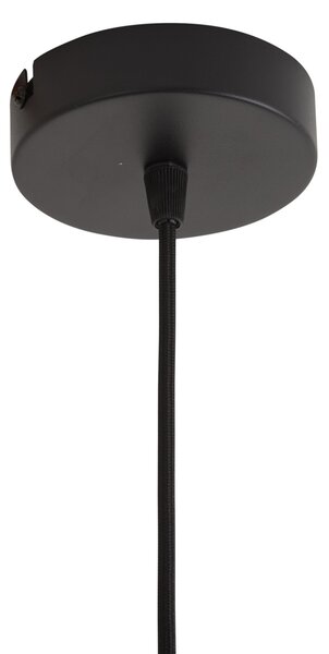 Hanglamp zwart met beige papieren touw kap 50/50/30 - Combi 1