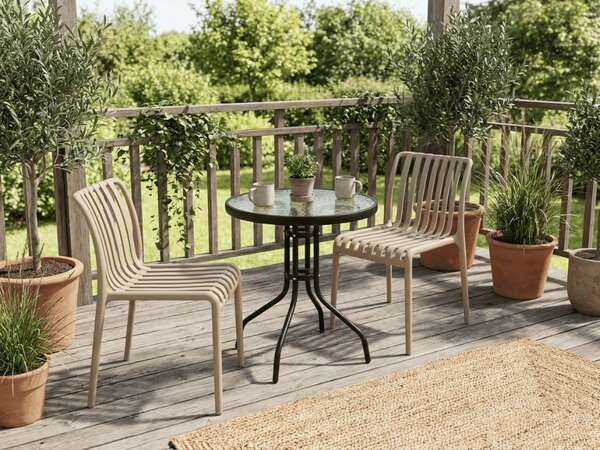 Set de gradina TREGO ISLAND - 2 scaune si masa rotunda ø 60 cm, bej