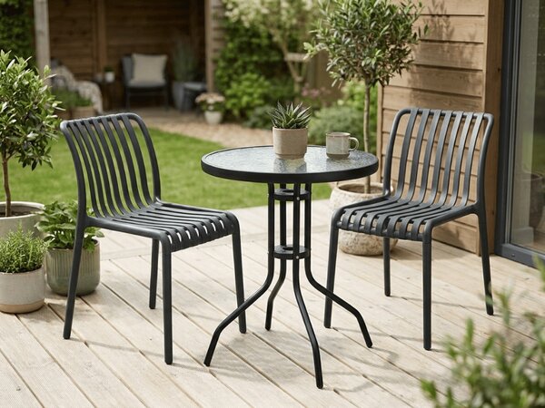 Set de gradina TREGO ISLAND - 2 scaune si masa rotunda ø 60 cm, antracitova