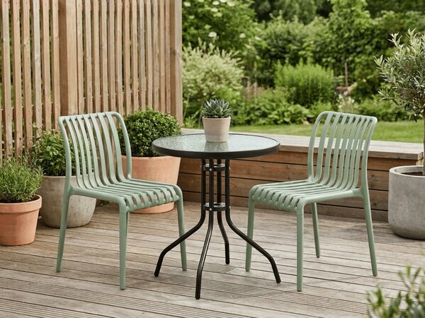 Set de gradina TREGO ISLAND - 2 scaune si masa rotunda ø 60 cm, verde