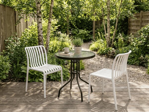 Set de gradina TREGO ISLAND - 2 scaune si masa rotunda ø 60 cm, alba