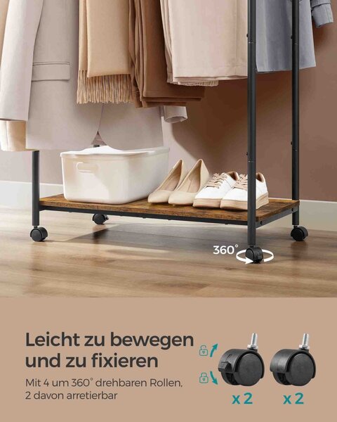 Cuier pe roti Songmics Maro 98.5x39.6x156.8 cm