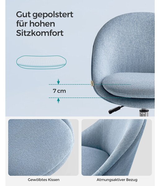 Scaun birou Songmics Albastru 58x59x90 cm