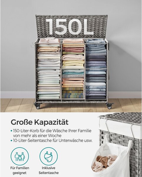 Cos de rufe Songmics Gri 70x36x66 cm