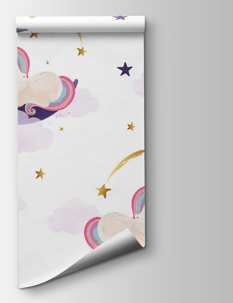 Fototapet Un unicorn care doarme pe lună, Fototapet copii, Fototapet populare, u98823 - Tapeko.ro