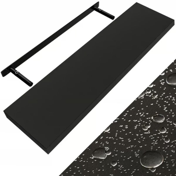 Poliță de perete FIGO + consolă, 90cm, negru Casaria